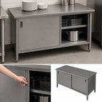 Thumbnail image #3 for John Boos EBSS6-3036 Enclosed Stainless Steel Work Table with Sliding-Door Cabinet Base, 36 x 30 in, 16-Gauge 300 Series Flat Top