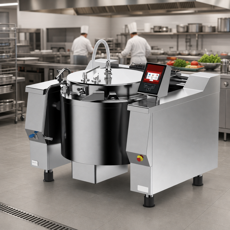 Product image #3 for Cucimix UCBTE048AV1 48 Gallon Electric Tilting Pressure Braising Pan with Mixer