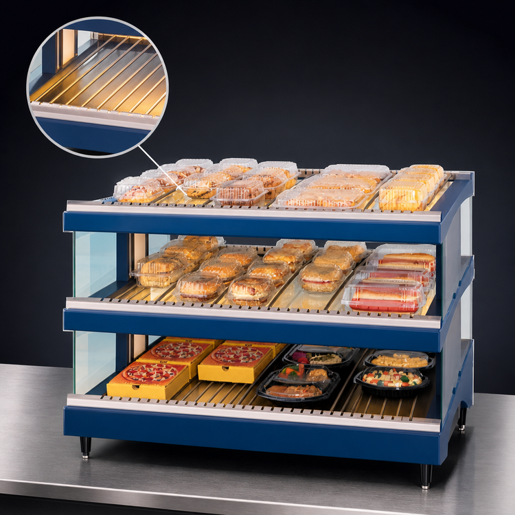 Product image #3 for Hatco Glo-Ray Designer Slant Dual-Shelf Countertop Hot Food Display Warmer with Heated Glass Shelves