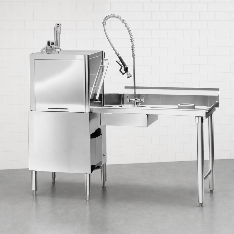 Product image #3 for Eagle Group Straight Soiled Dishtable with Pre-Rinse Sink, 48 x 30 x 43-1/2 Inches, Right-to-Left Operation