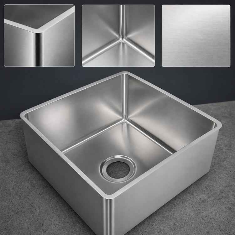 Product image #3 for John Boos 1-Compartment Weld-In/Undermount Sink, 14 x 16 x 14 Inches, 14 Gauge Type 300 Stainless Steel