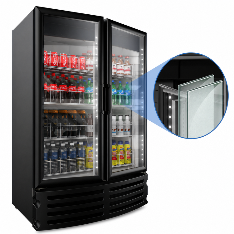 Product image #3 for Beverage-Air Marketeer 2-Door Reach-In Refrigerated Glass Door Merchandiser, 16.77 Cu. Ft., Black