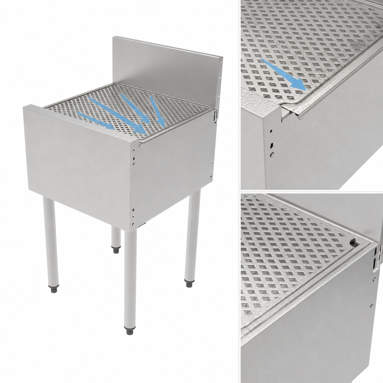 Product image #4 for Perlick Top Shelf TS Series 21-Inch Freestanding Underbar Drainboard with 6-Inch Backsplash
