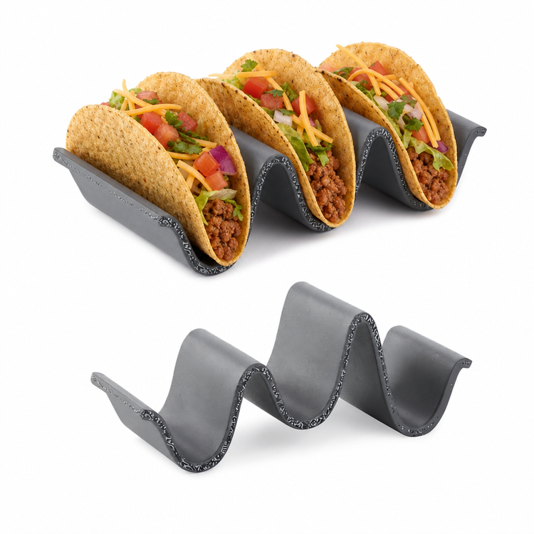 Product image #4 for American Metalcraft Whimsical Gray Melamine 3-Compartment Taco Holder