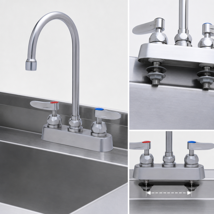 Product image #3 for T&S Brass EverSteel 4-Inch Deck-Mount Workboard Mixing Faucet with 5 3/4-Inch Gooseneck Spout