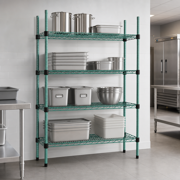 Product image #3 for EagleGard Quad-Adjust 4-Tier Stationary Wire Shelving Starter Unit, 36 x 24 x 74 Inches