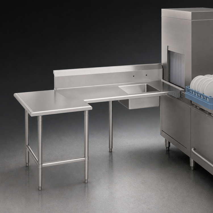 Product image #3 for John Boos Pro-Bowl L-Shaped Soiled Landing Dishtable, 70-Inch Machine-to-Corner x 108-Inch Corner-to-End