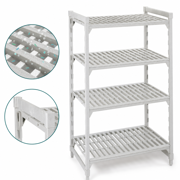 Product image #4 for Cambro Camshelving Premium 4-Tier Vented Stationary Starter Unit, 21 x 42 x 72 Inches, Speckled Gray