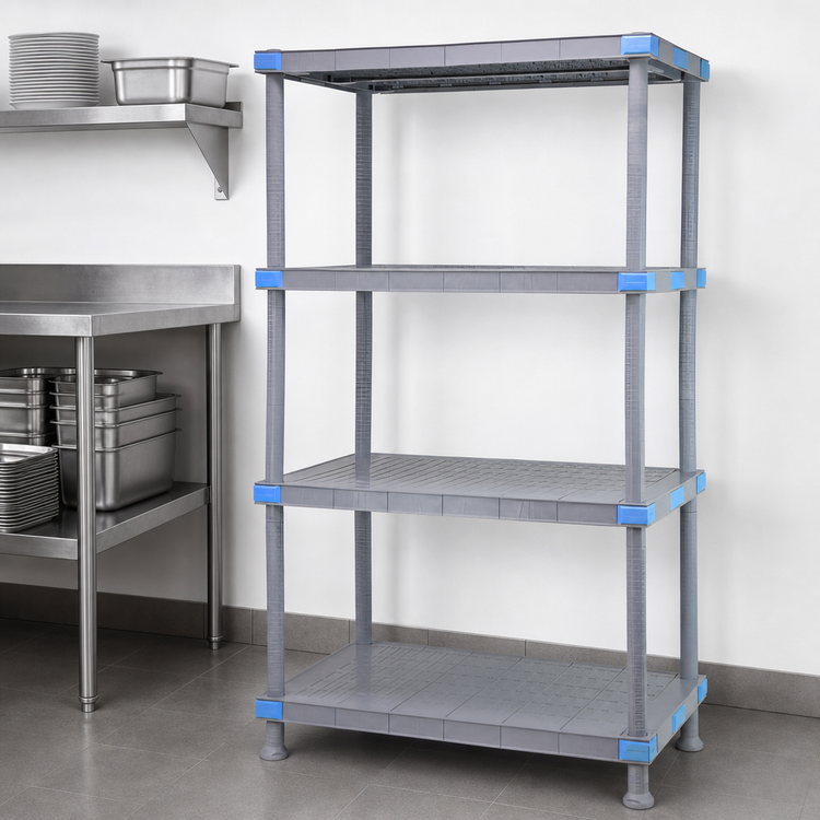 Product image #3 for Quantum Millenia 4-Shelf Stationary Polymer Shelving Starter Unit, 24 x 18 x 50 Inches, Gray