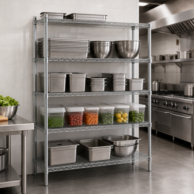 Product image #3 for Red-i-Pak 4-Tier Stationary Wire Shelving Unit, 48 x 18 x 63 Inches, EAGLEbrite Zinc Finish