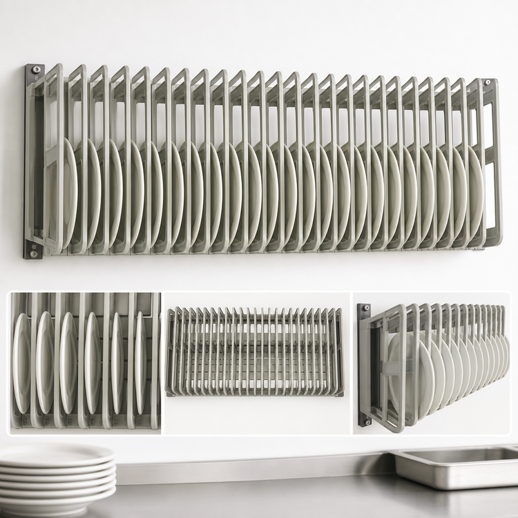 Product image #3 for Cambro Camshelving Elevation 18 x 48 Inch Wall-Mounted Dry Rack Starter Kit, 28 Slots