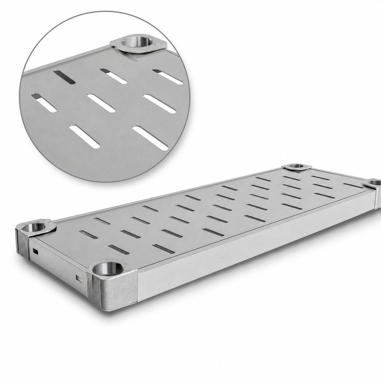 Product image #4 for Eagle Group Quik-Set 36 Inches Wide x 24 Inches Deep Louvered Solid Shelf, 14 Gauge Galvanized Steel, Gray Epoxy Finish
