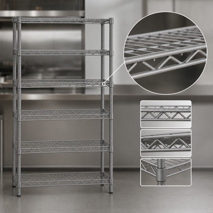 Product image #3 for Valu-Master 5-Tier Wire Shelving Starter Unit, 30"W x 24"D x 86"H, Pewter Gray Epoxy