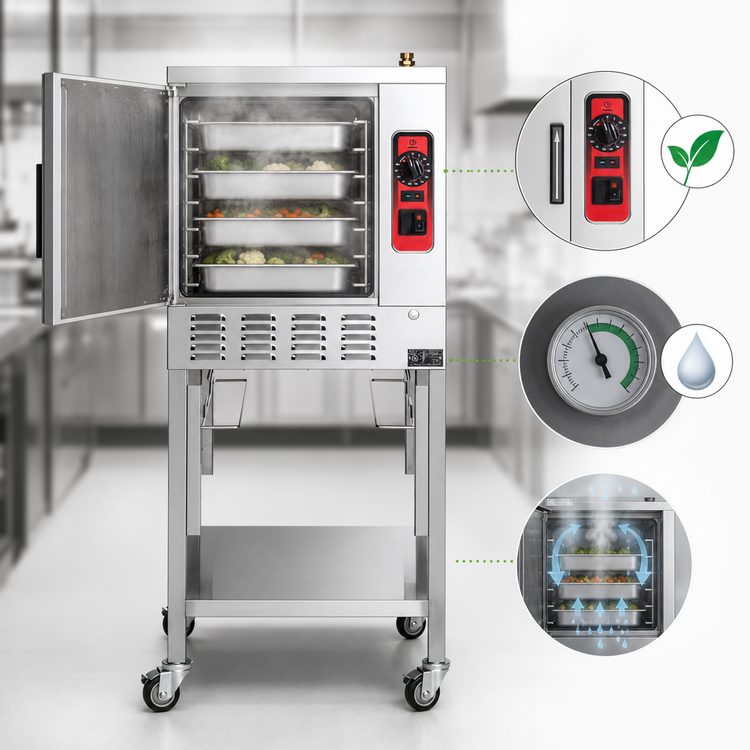 Product image #3 for Vulcan C24EA5-LWE Single-Compartment Electric Countertop Convection Steamer, 5-Pan Capacity, 24-Inch Wide