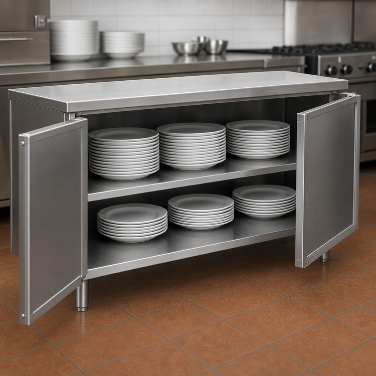 Product image #3 for Spec-Master Stainless Steel Plate Cabinet with Hinged Doors, 60 Inch Wide x 18 Inch Deep