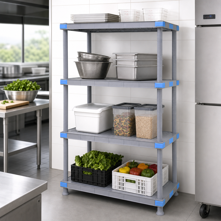 Product image #3 for Millenia 30 Inch W x 18 Inch D x 74 Inch H Gray Polymer Shelving Unit with 4 Solid Shelves