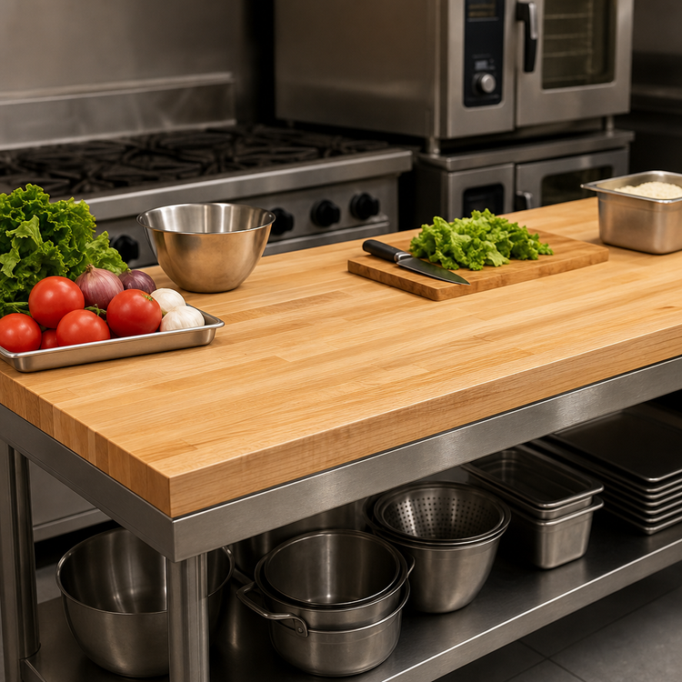 Product image #3 for John Boos Northern Hard Rock Maple Edge Grain Flat Wood Work Table Top, 168 x 60 x 2-1/4 Inches