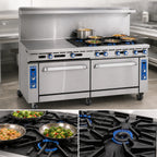 Thumbnail image #3 for Imperial (Middleby) Pro Series IR-12-SU-CC 72-Inch Gas Restaurant Range with 6 Open Burners, 6 Step-Up Burners & 2 Convection Ovens