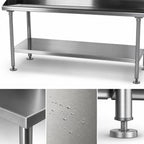 Thumbnail image #3 for John Boos CDT8-LS144SSK Stainless Steel Dishtable Undershelf, 137-5/8" W x 24-1/8" D, 18/300 Shelf, 16-Gauge Legs