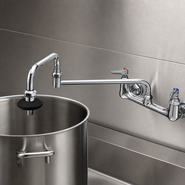 Product image #3 for T&S Brass Wall-Mount Pot & Kettle Filler Faucet with 18-Inch Double-Jointed Swing Nozzle, 8-Inch Centers