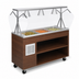 Thumbnail image #3 for Vollrath 2-Series Affordable Portable 3-Pan Refrigerated Cold Food Pan Buffet Station with Clear Acrylic Breath Guard, Walnut Woodgrain Wrapper and Open Storage Base