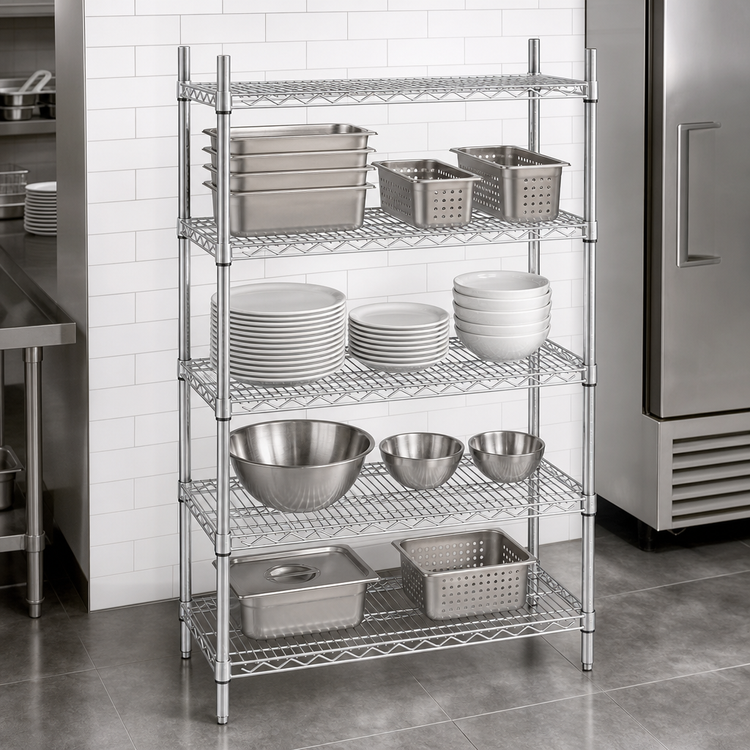 Product image #3 for Advance Tabco Special Value Series Heavy-Duty Chrome-Plated Wire Shelf, 48 x 18 Inches