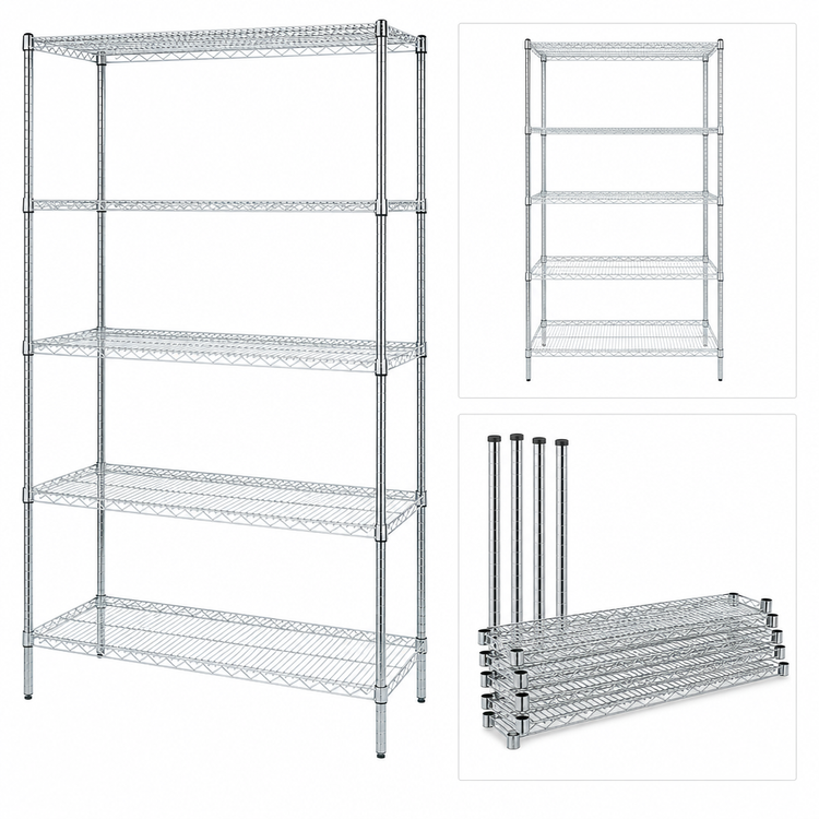 Product image #3 for Quantum WR74-2436S-5 5-Shelf Stainless Steel Wire Shelving Starter Unit