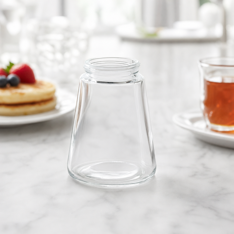 Product image #4 for American Metalcraft 10 oz. Clear Glass Tabletop Syrup Dispenser with Screw-On Top