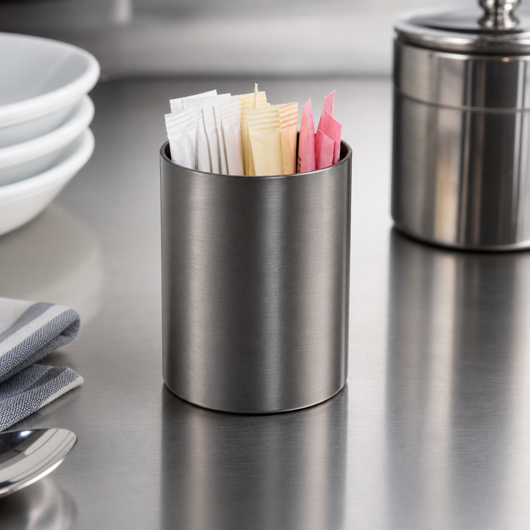 Product image #3 for American Metalcraft BSPH2 PVD Black Stainless Steel Cylinder Sugar Packet Holder — 2" Diameter x 2-3/4" H