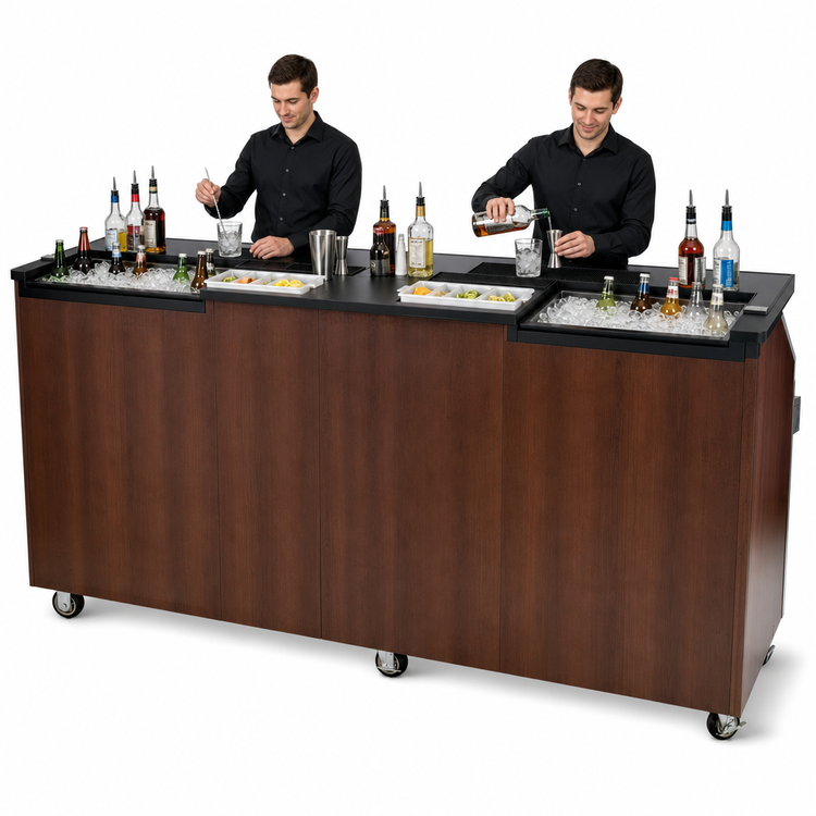 Product image #3 for FWE CB-8 Conventional Dual-Station Portable Bar, 95 Inch Wide, with Ice Bins