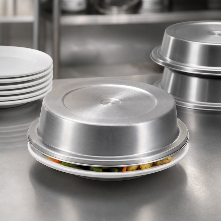 Product image #3 for Vollrath Round Custom Satin-Finish Stainless Steel Plate Cover for 9 to 10-Inch Plates