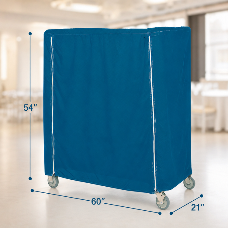 Product image #3 for Metro 60 x 21 x 54 Inch Mariner Blue Waterproof Cart Cover for Queen Mary & Banquet Carts