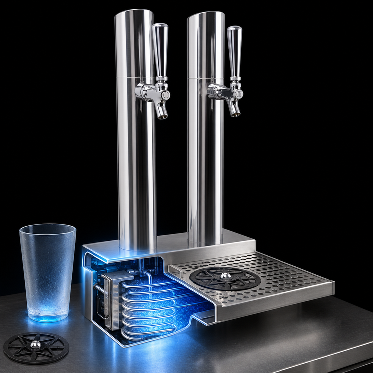 Product image #3 for Micro Matic Skyline Countertop 2-Faucet Glycol-Cooled Draft Beer Station with Glass Rinser