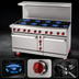 Thumbnail image #3 for American Range 60-Inch Green Flame Commercial Gas Range with 10 Open Burners, Standard Left Oven, Space Saver Right Oven, and Backriser Shelf