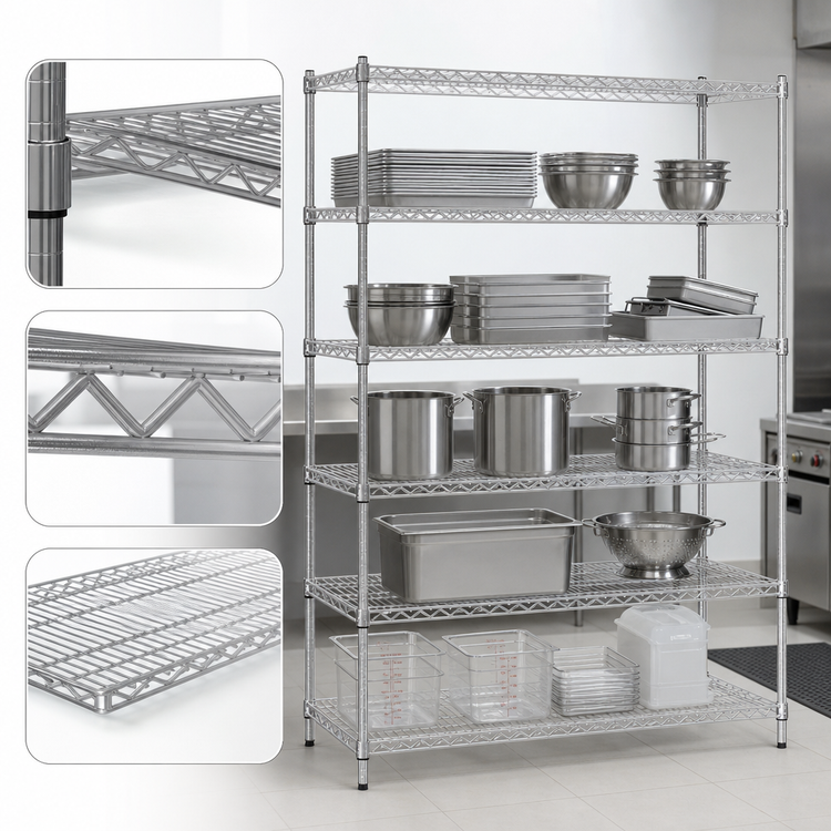 Product image #3 for Eagle Redi-Pak 5-Tier Stationary Wire Shelving Unit, 60 x 24 x 63 In., Chrome Finish