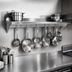 Thumbnail image #3 for John Boos Stallion Wall-Mount Pot Rack Shelf with 11 Hooks, 132 x 18 x 13 Inches