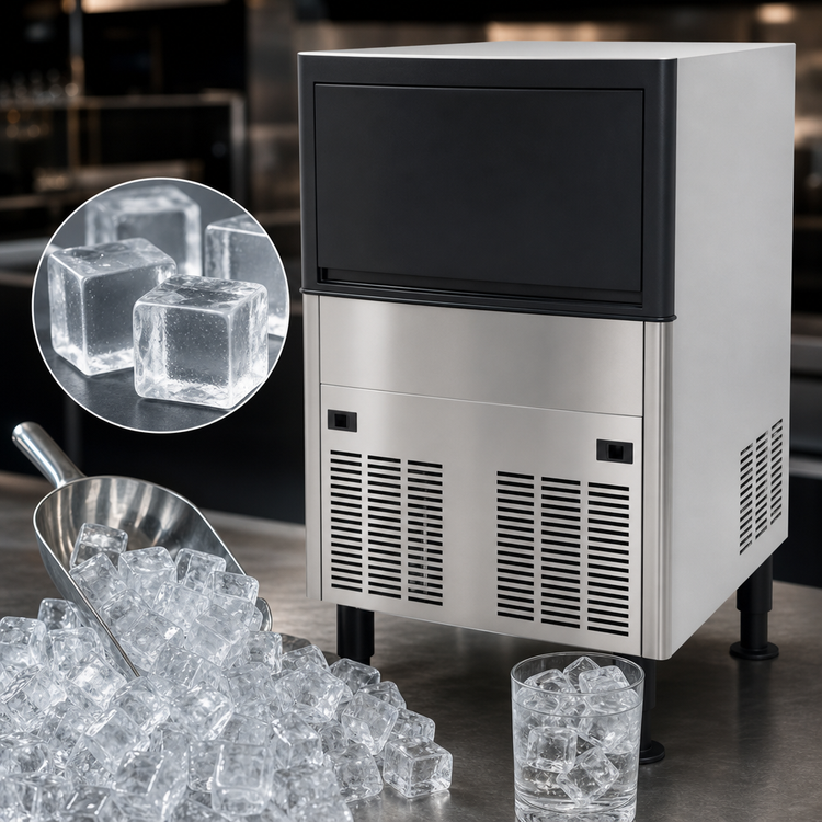 Product image #3 for Commercial Full Cube Ice Maker with Bin, Self-Contained Air-Cooled, 120 lb/Day, 40 lb Storage
