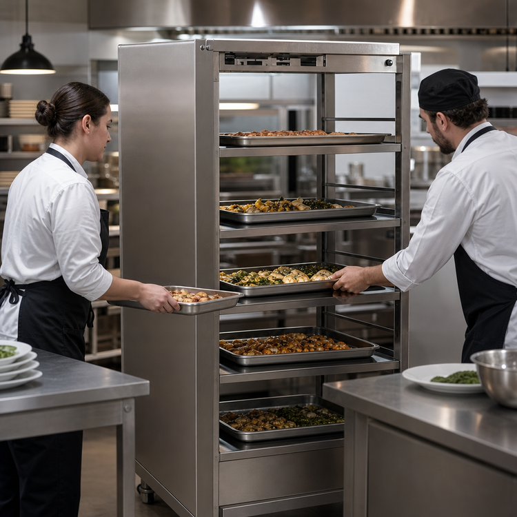 Product image #3 for Carter-Hoffmann DF2620-4 Half-Size Door-Free Heated Pass-Through Holding Cabinet with 4 Shelves