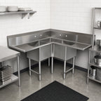 Thumbnail image #3 for John Boos E3BCS-244-2D24 3-Compartment Corner Sink with Dual 24-Inch Drainboards, 75-Inch, 18-Gauge 300-Series Stainless Steel