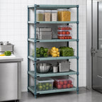 Thumbnail image #3 for Quantum WR63-1836WPM-5 Stationary Wire Plastic Mat Shelving Unit, 5-Tier, 36"W x 18"D x 63"H, Green Epoxy Coated