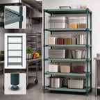 Thumbnail image #3 for Quantum WR63-2172WPM-5 5-Tier Stationary Wire Plastic Mat Shelving Unit, 72"W x 21"D x 63"H, Green Epoxy Coated