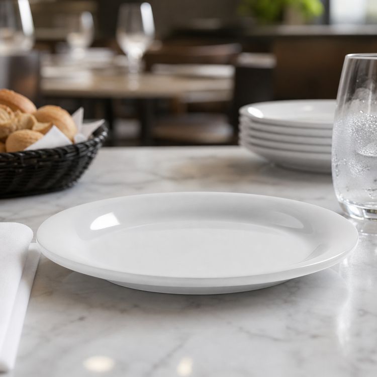 Product image #4 for Jane 6-Inch Round White Melamine Bread & Butter Plate with Wide Rim