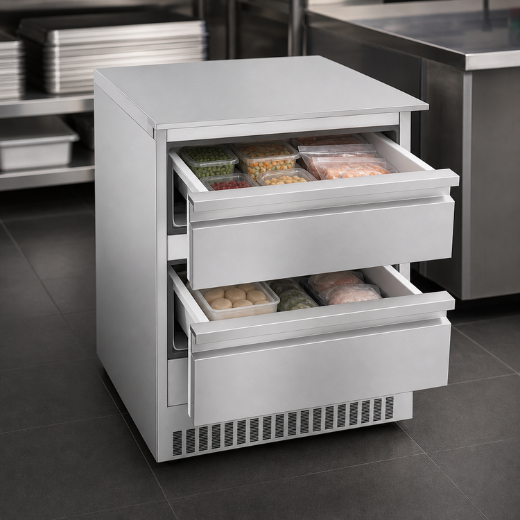 Product image #3 for Randell Custom & Serving 32-Inch Two-Drawer Undercounter Freezer, 8.6 Cu. Ft., Rear-Mounted Self-Contained Refrigeration