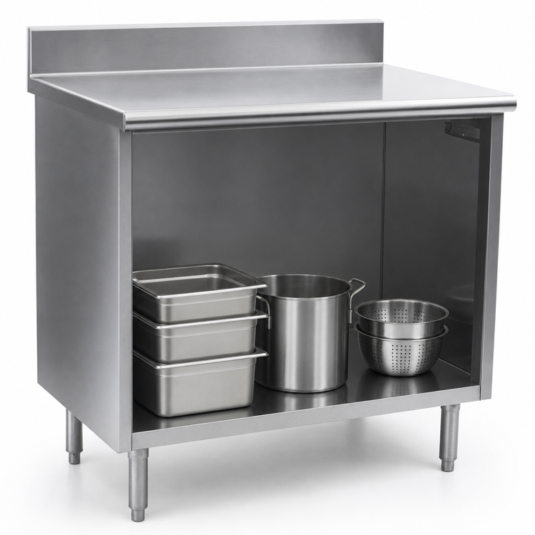 Product image #3 for Eagle Spec-Master Open Front Stainless Steel Worktable with Backsplash, 96 x 24 Inches