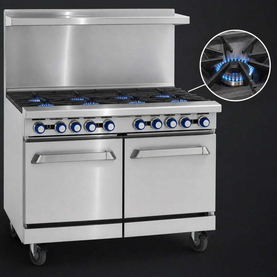 Six Open Burners with Pilot Lights
