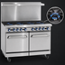 Thumbnail image #3 for Imperial Pro Series 48-Inch Gas Restaurant Range with 6 Open Burners, 12-Inch Griddle, and 2 Space Saver Ovens