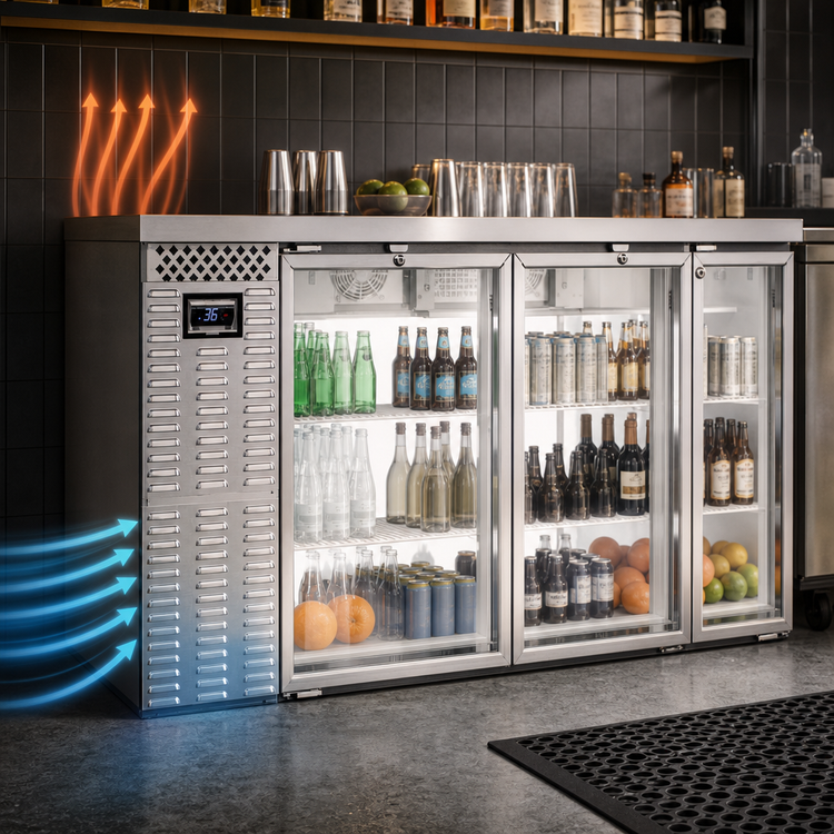 Product image #3 for Continental Refrigerator BB50NSSGDPT 50" Pass-Thru Refrigerated Back Bar Cooler with Four Glass Doors