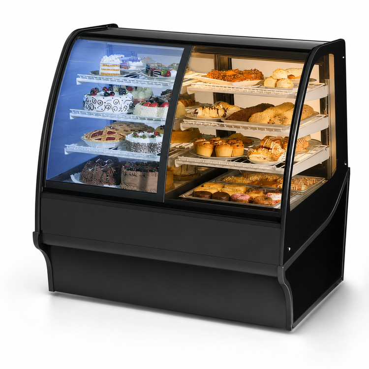 Product image #4 for True Dual-Zone Dry/Refrigerated Full-Service Display Merchandiser, 48-1/4 Inch, Curved Glass Front, Self-Contained