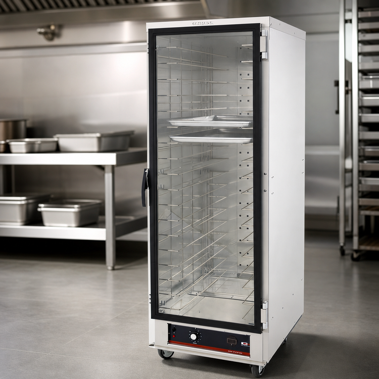 Product image #3 for hotLOGIX HL1-8 Half-Height Non-Insulated Heated Holding Cabinet with Tempered Glass Door, 1 Compartment