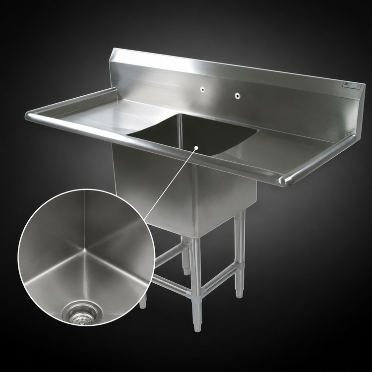 Product image #3 for John Boos Pro-Bowl 1-Compartment Stainless Steel Sink with Dual Drainboards, 69-1/4 Inch Wide